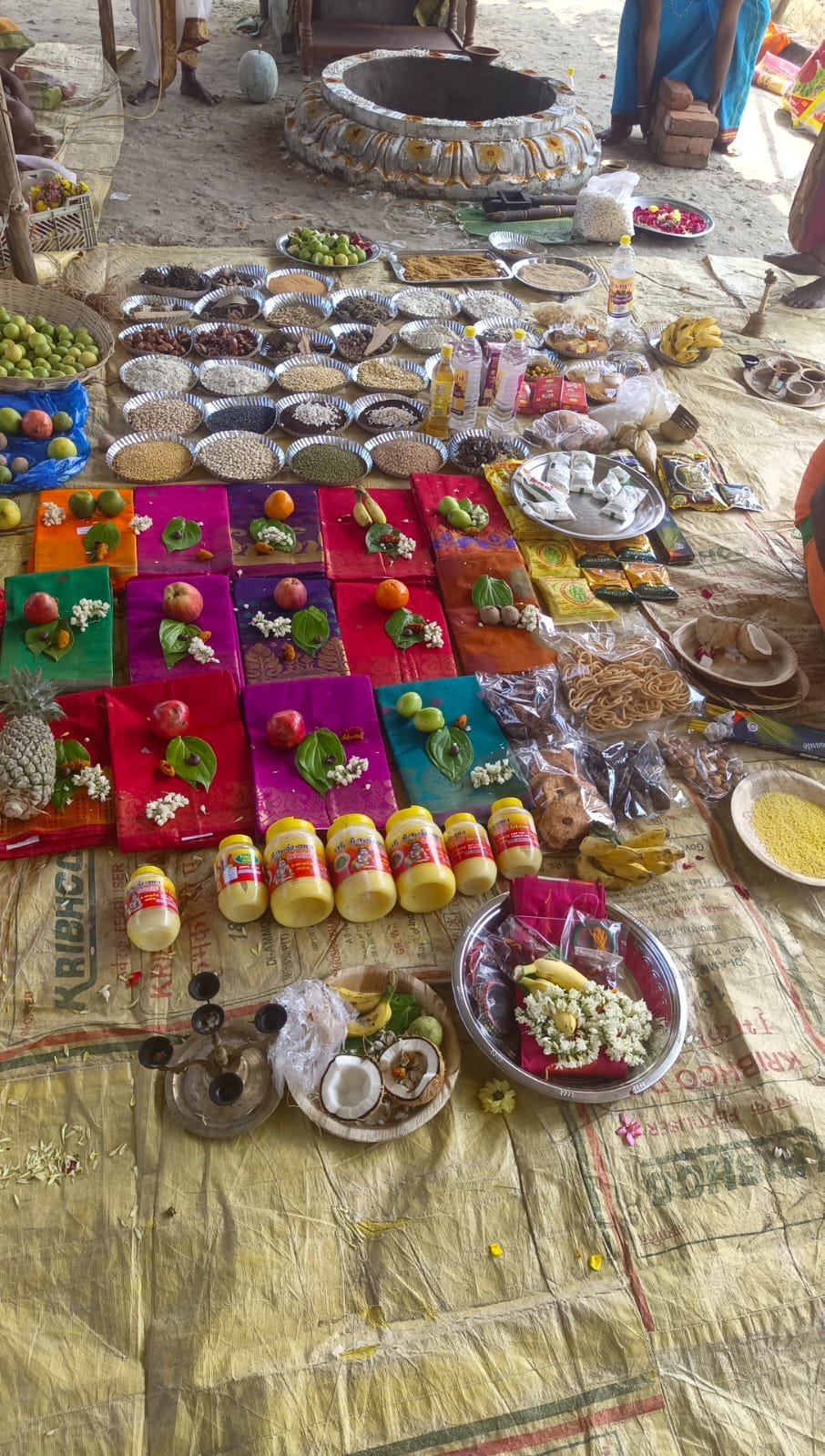 Offerings arranged for a parihara pooja